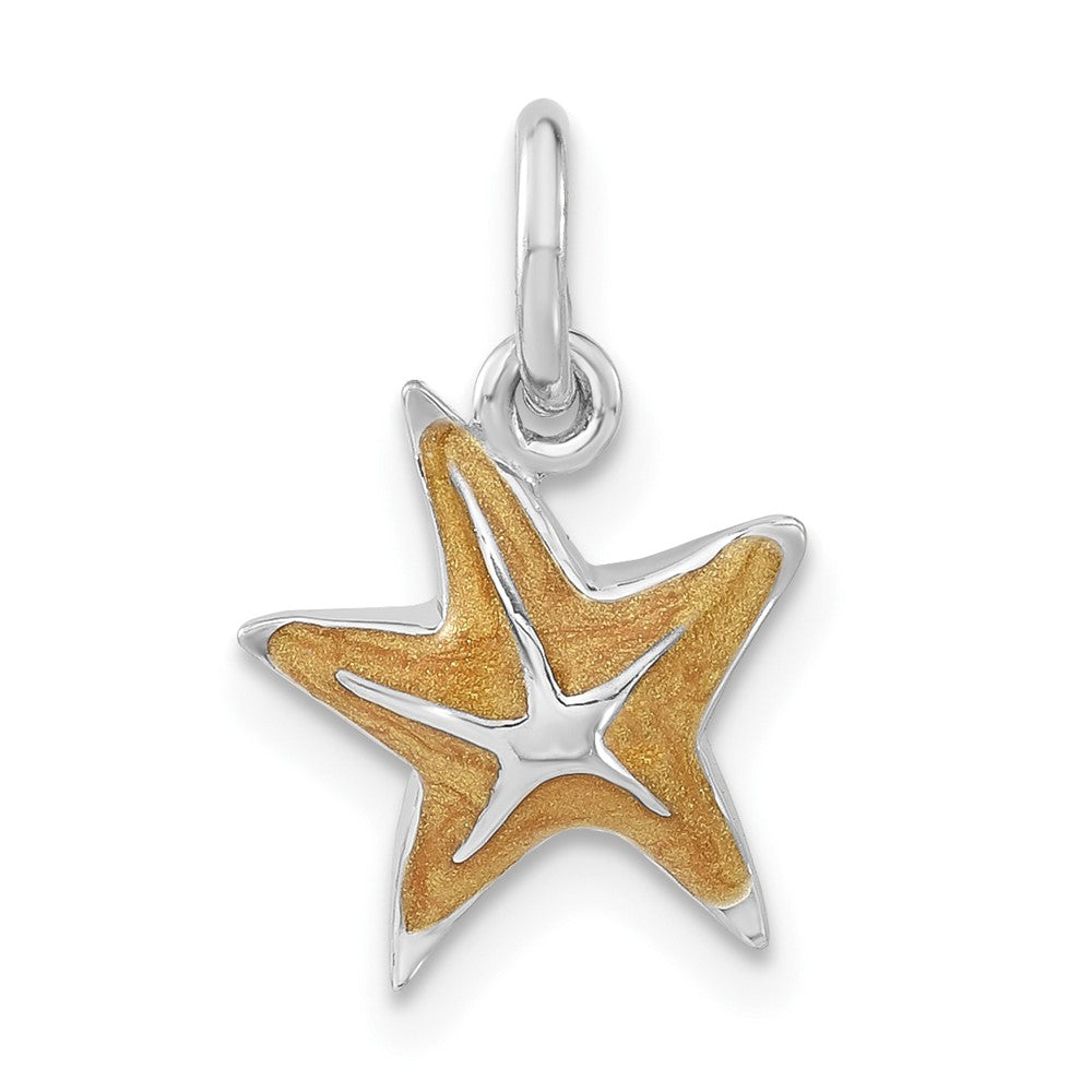 Sterlingsilber Orange Emailliert Seestern Charm