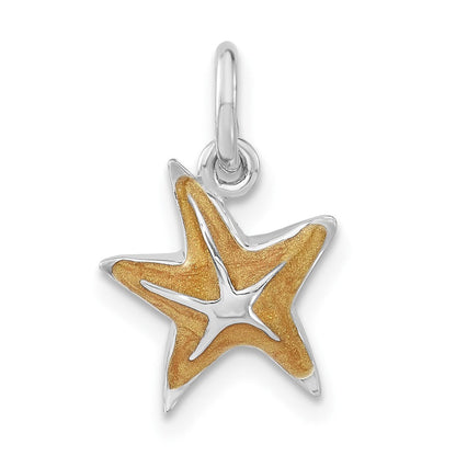 Sterlingsilber Orange Emailliert Seestern Charm