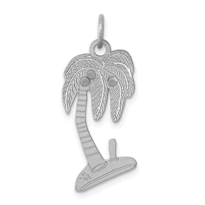 Sterlingsilber Rhodiniert Palme Baum Poliert Charm