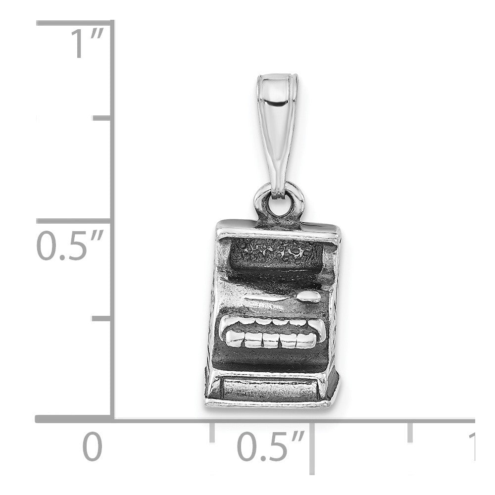 Sterlingsilber 3-d Poliert & Antikisiert Bargeld Kasse Charm
