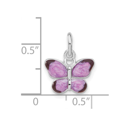 Sterlingsilber Rhodiniert Rhod Emailliert Lila Schmetterling