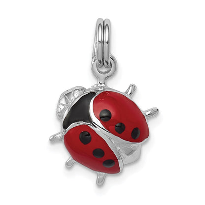 Sterlingsilber Rhodium-platedenamel Marienkäfer Charm