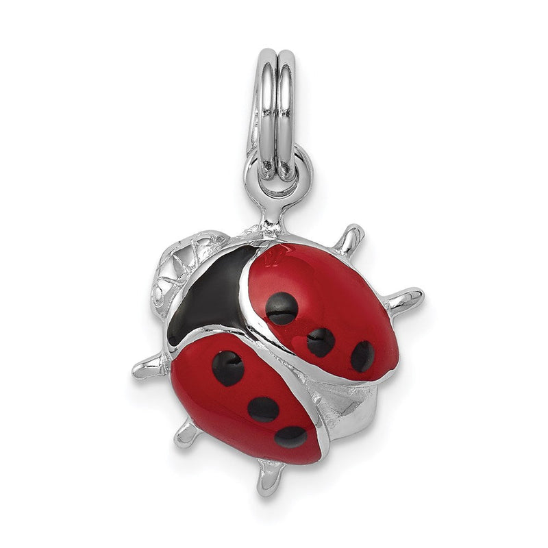 Sterlingsilber Rhodium-platedenamel Marienkäfer Charm