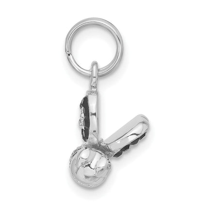 Sterlingsilber 3-d Schwarz & Klar Zirkonia Emailliert Biene Charm