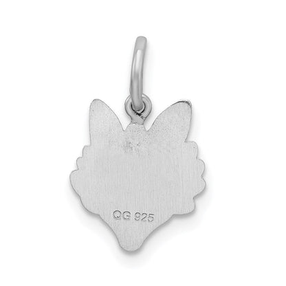Sterlingsilber Rhodiniert Fuchs Kopf Poliert Vorderseite/satin Rückseite Charm
