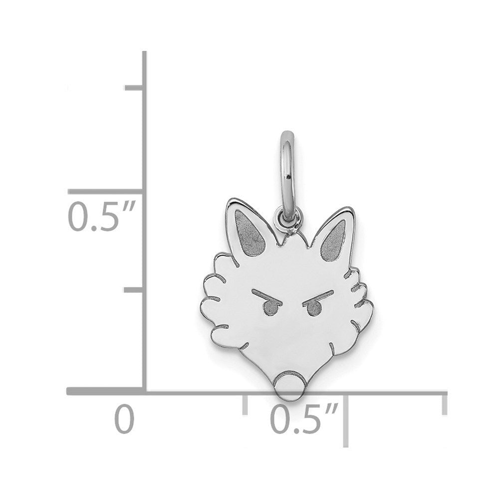 Sterlingsilber Rhodiniert Fuchs Kopf Poliert Vorderseite/satin Rückseite Charm