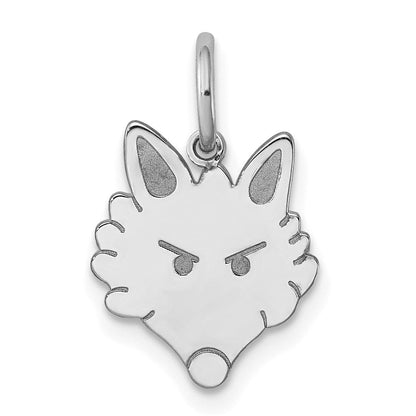 Sterlingsilber Rhodiniert Fuchs Kopf Poliert Vorderseite/satin Rückseite Charm