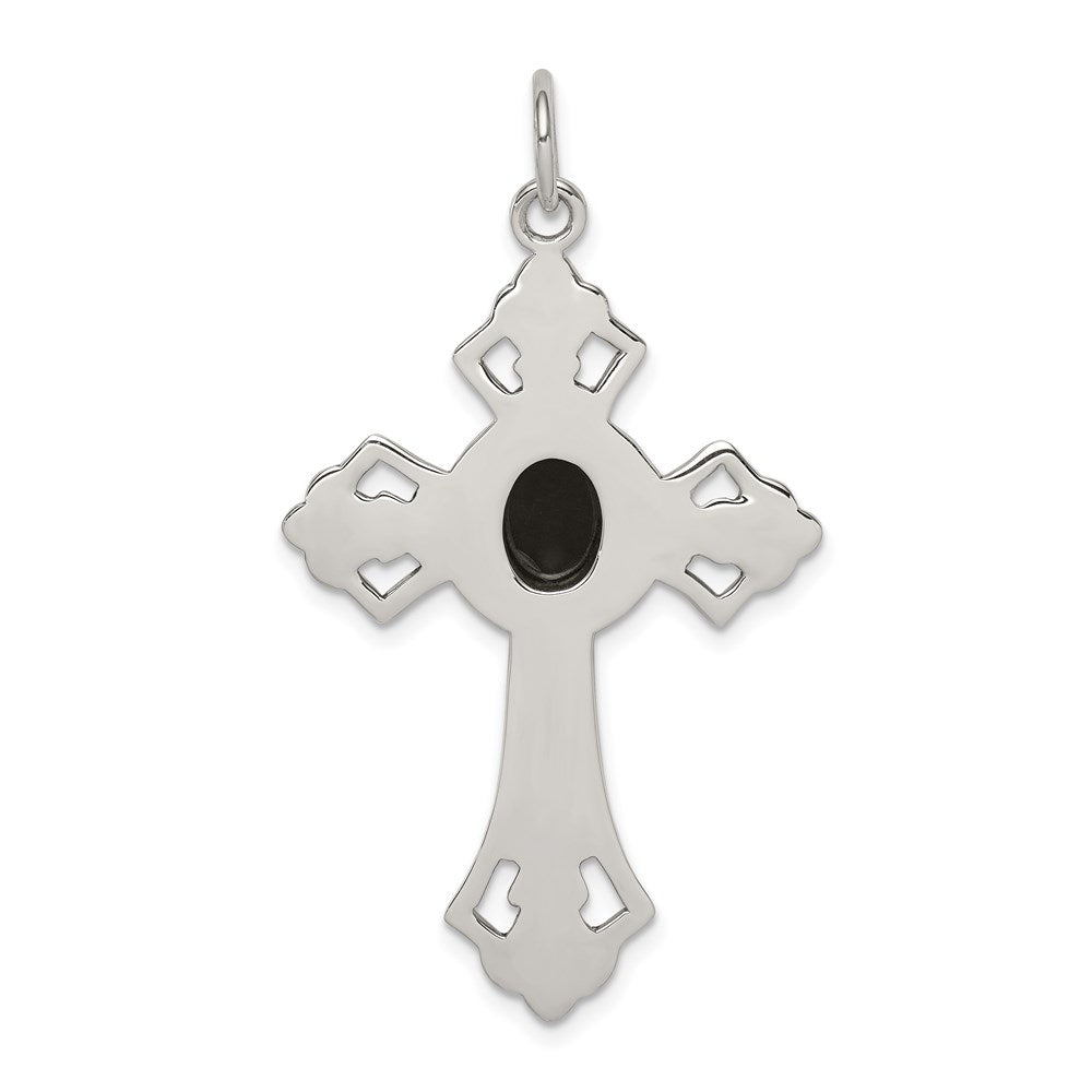 Sterlingsilber Onyx Antikisiert Kreuz Anhänger