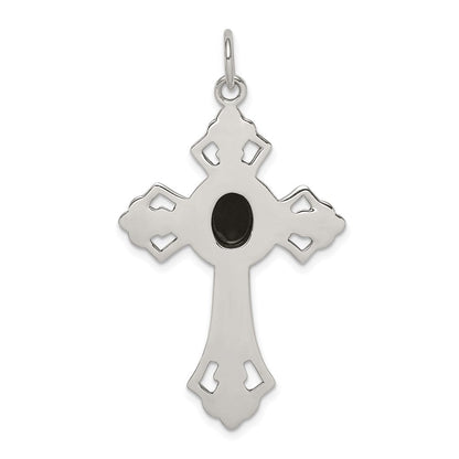 Sterlingsilber Onyx Antikisiert Kreuz Anhänger