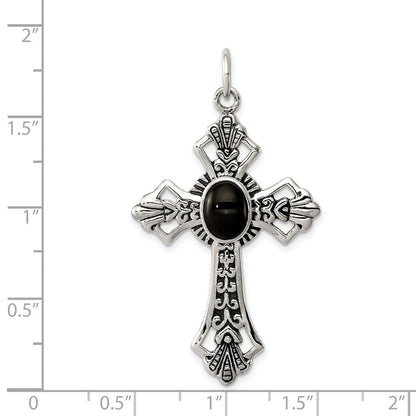 Sterlingsilber Onyx Antikisiert Kreuz Anhänger