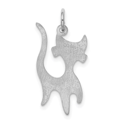 Sterlingsilber Rhodiniert Katze Charm