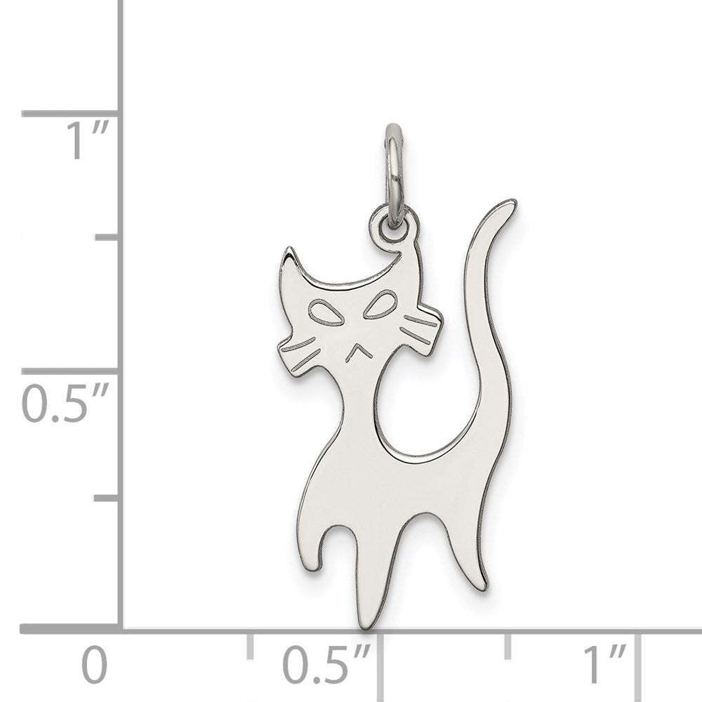 Sterlingsilber Rhodiniert Katze Charm