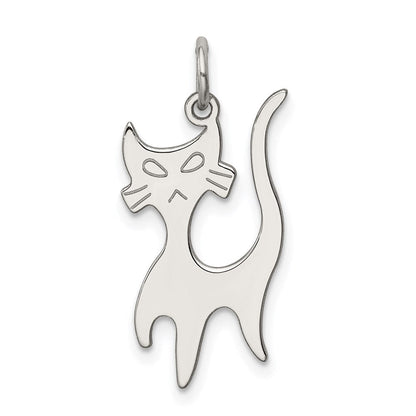 Sterlingsilber Rhodiniert Katze Charm