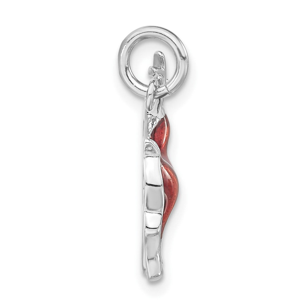 Sterlingsilber Poliert Braun & Rot Emailliert Reindeer Charm
