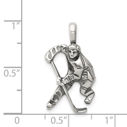 Sterlingsilber Antikisiert Hockey Player Charm