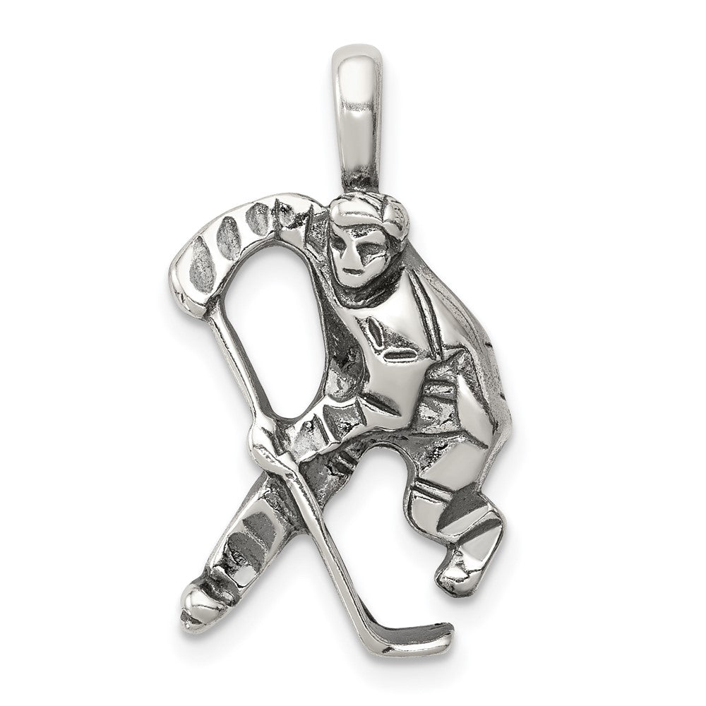 Sterlingsilber Antikisiert Hockey Player Charm