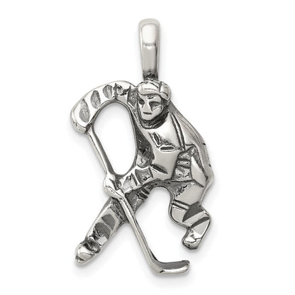 Sterlingsilber Antikisiert Hockey Player Charm