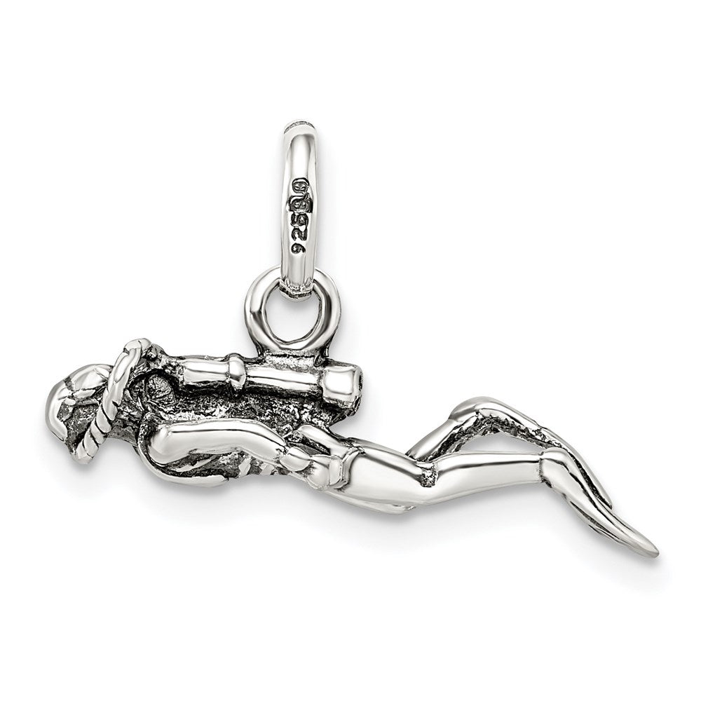 Sterlingsilber Antikisiert Scuba Diver Charm