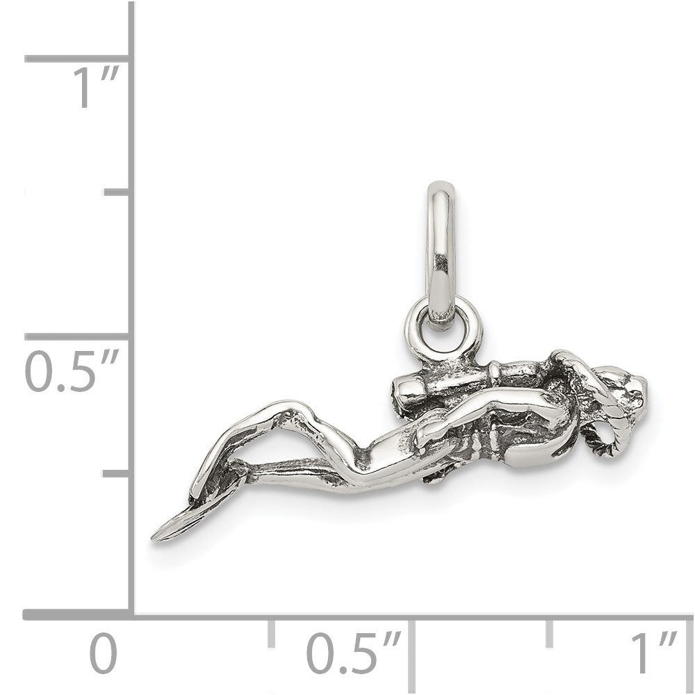 Sterlingsilber Antikisiert Scuba Diver Charm