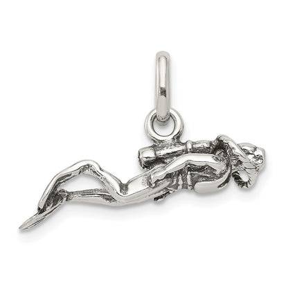 Sterlingsilber Antikisiert Scuba Diver Charm