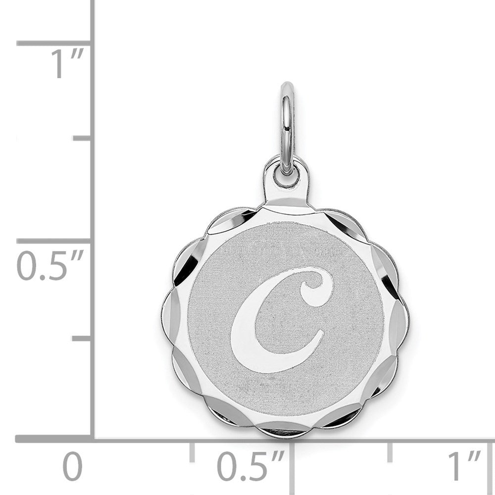 Sterlingsilber Rhodiniert Brocaded Buchstabe C Initiale Charm