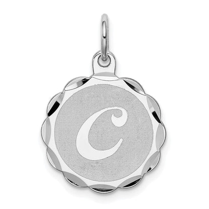 Sterlingsilber Rhodiniert Brocaded Buchstabe C Initiale Charm