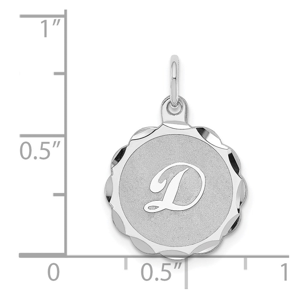 Sterlingsilber Rhodiniert Brocaded Buchstabe D Initiale Charm