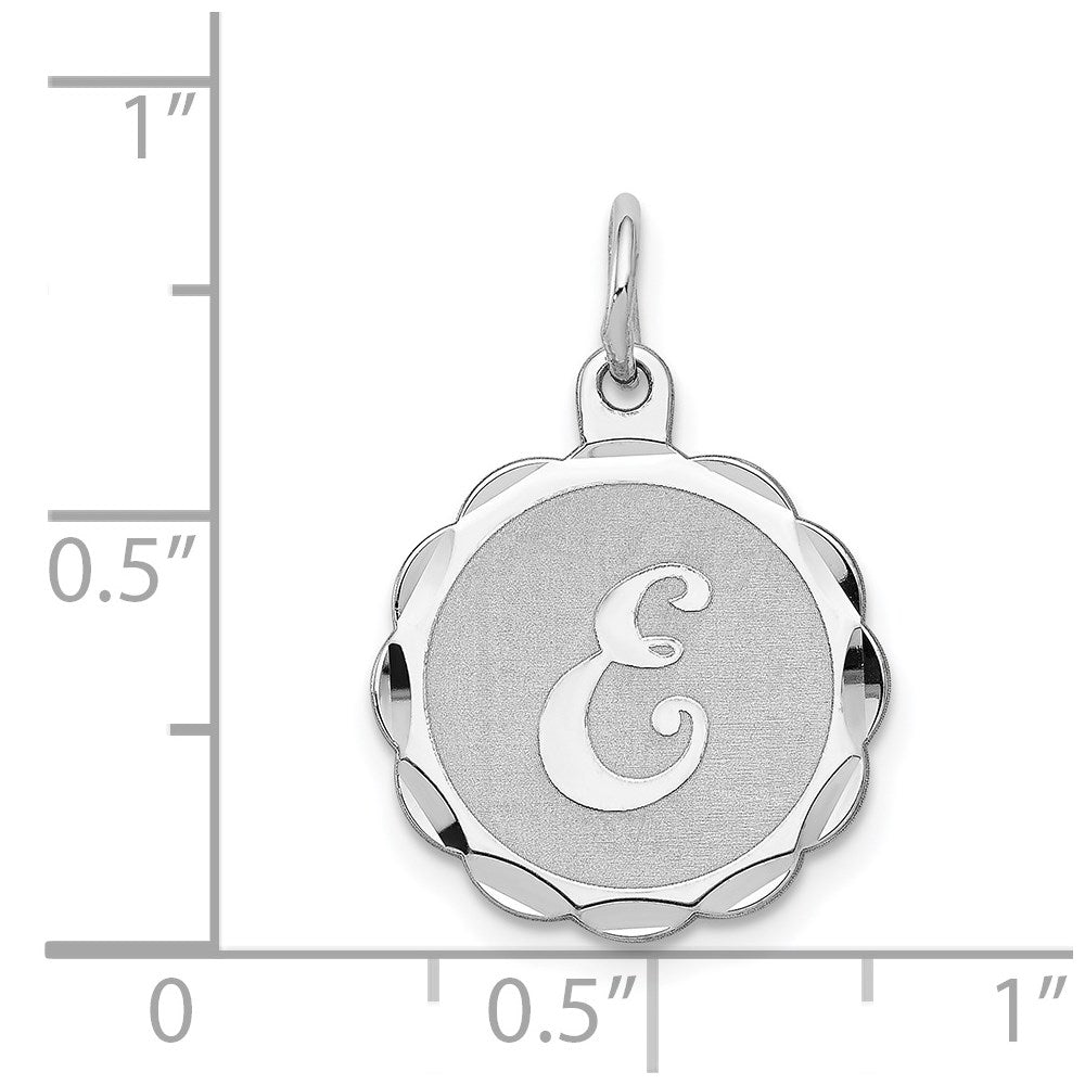 Sterlingsilber Silber/rhodiniert Brocaded Buchstabe E Initiale Anhänger