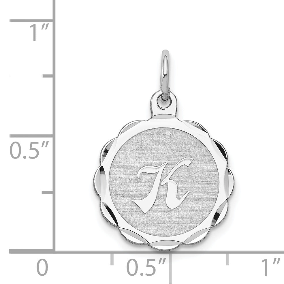 Sterlingsilber Silber/rhodiniert Brocaded Buchstabe K Initiale Anhänger