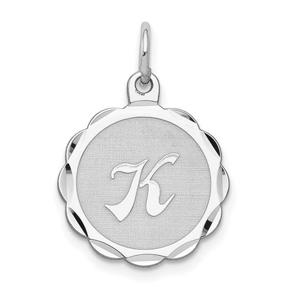 Sterlingsilber Silber/rhodiniert Brocaded Buchstabe K Initiale Anhänger
