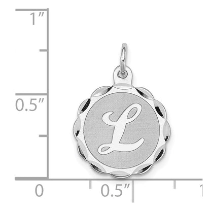 Sterlingsilber Silber/rhodiniert Brocaded Buchstabe L Initiale Anhänger