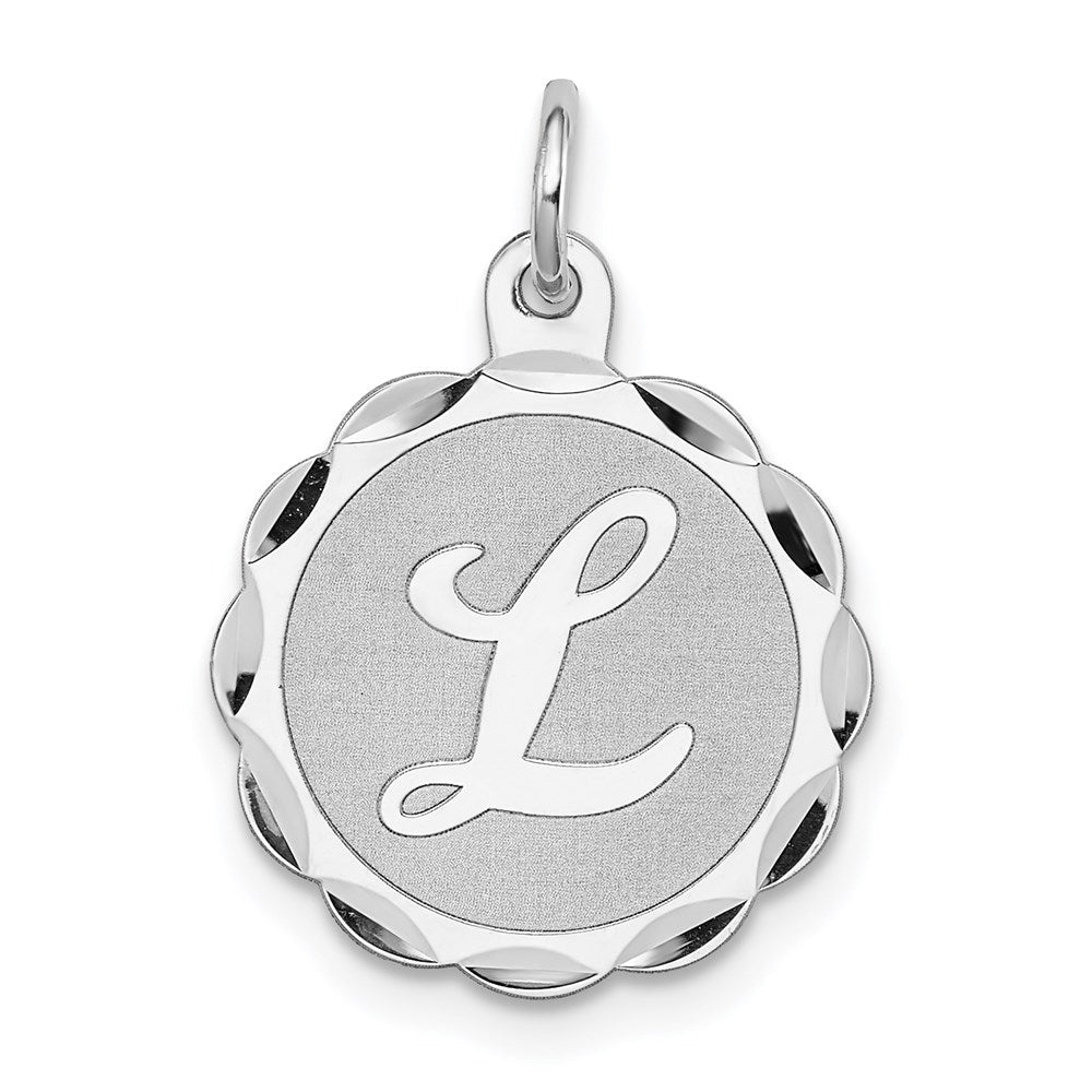 Sterlingsilber Silber/rhodiniert Brocaded Buchstabe L Initiale Anhänger