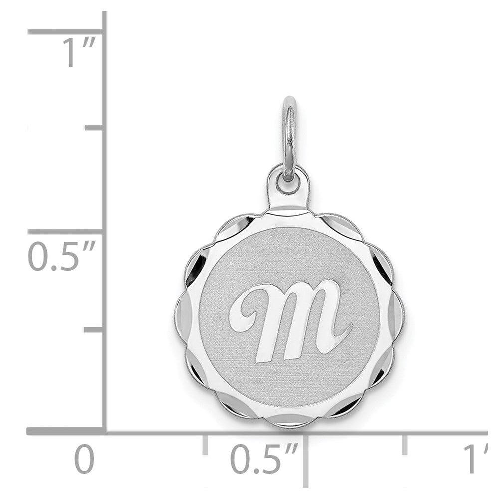Sterlingsilber Silber/rhodiniert Brocaded Buchstabe M Initiale Anhänger