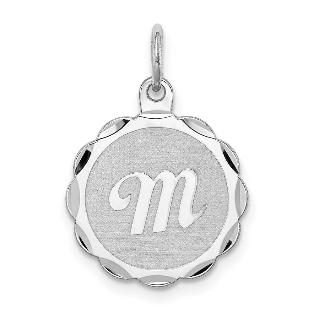 Sterlingsilber Silber/rhodiniert Brocaded Buchstabe M Initiale Anhänger
