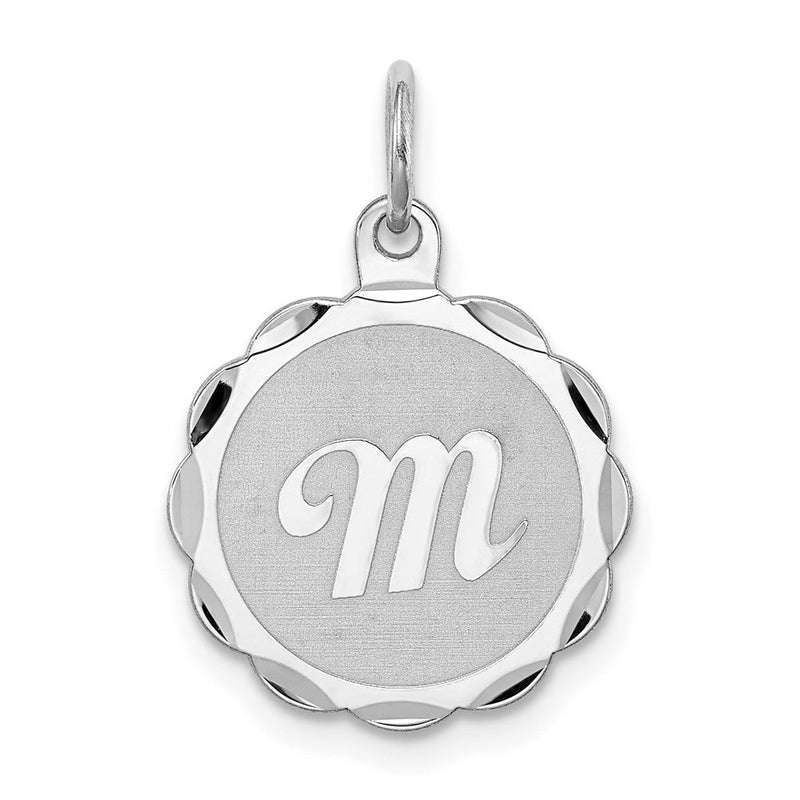 Sterlingsilber Silber/rhodiniert Brocaded Buchstabe M Initiale Anhänger