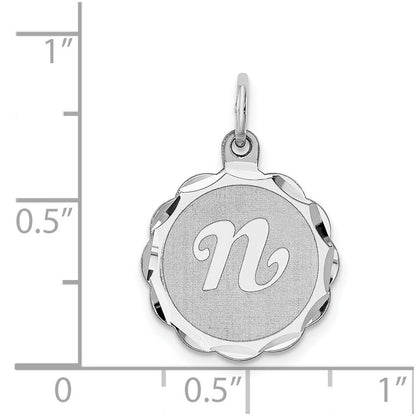 Sterlingsilber Silber/rhodiniert Brocaded Buchstabe N Initiale Anhänger