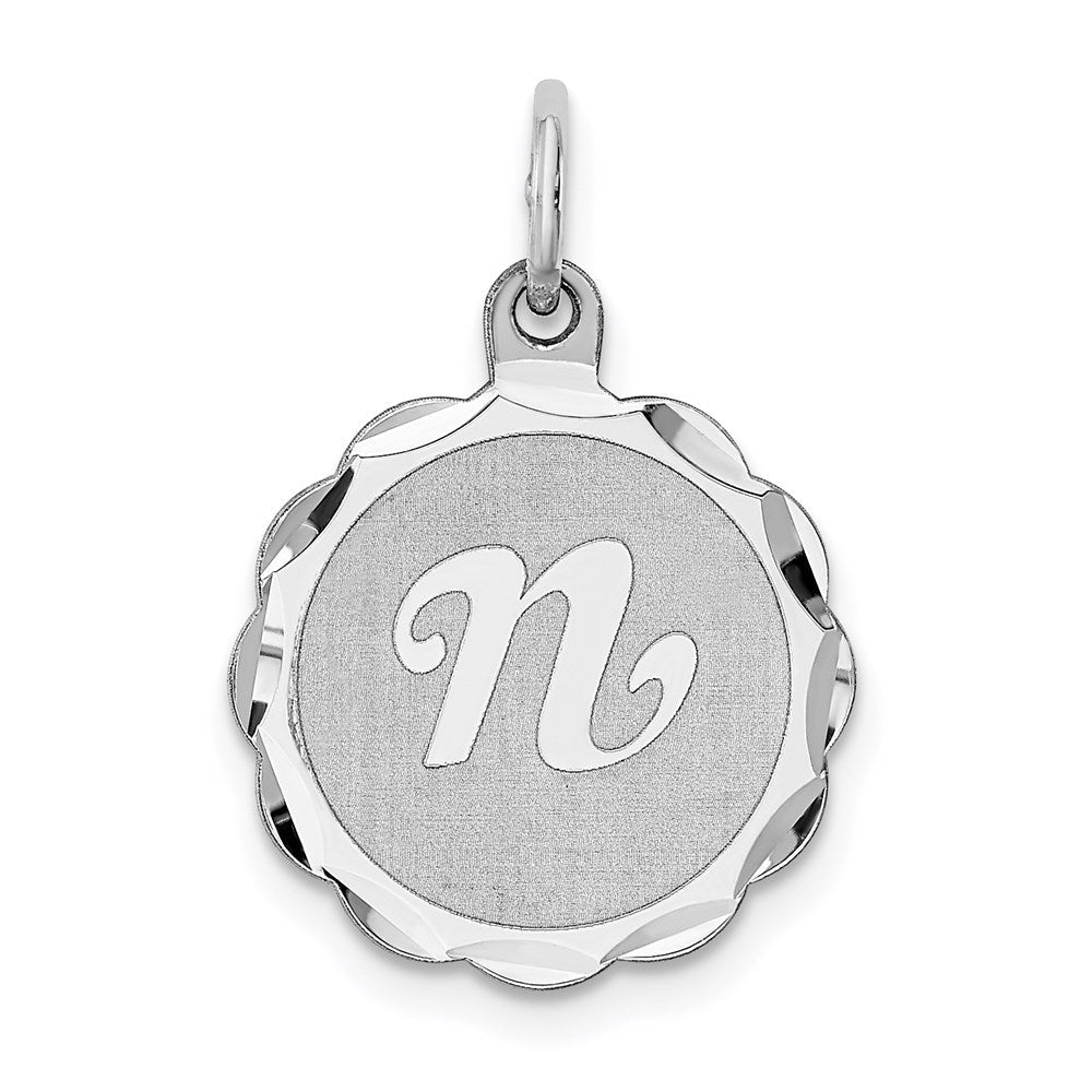 Sterlingsilber Silber/rhodiniert Brocaded Buchstabe N Initiale Anhänger