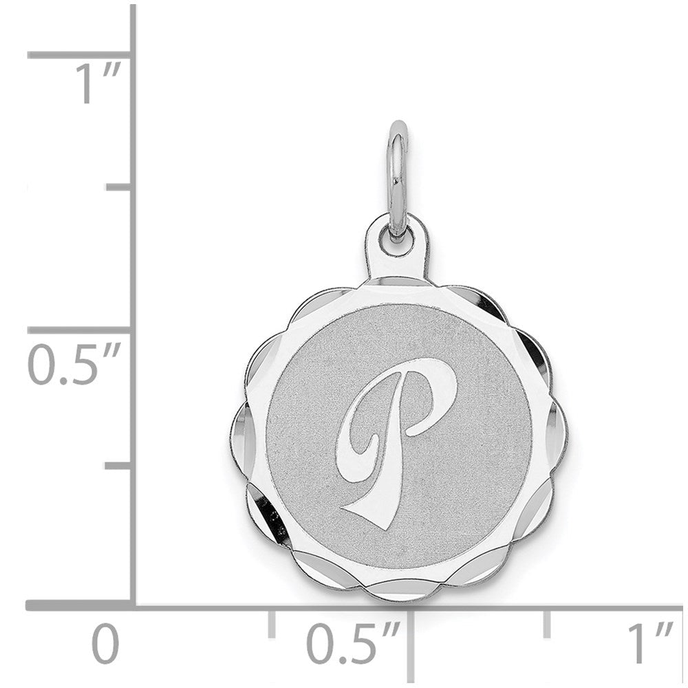 Sterlingsilber Silber/rhodiniert Brocaded Buchstabe P Initiale Anhänger