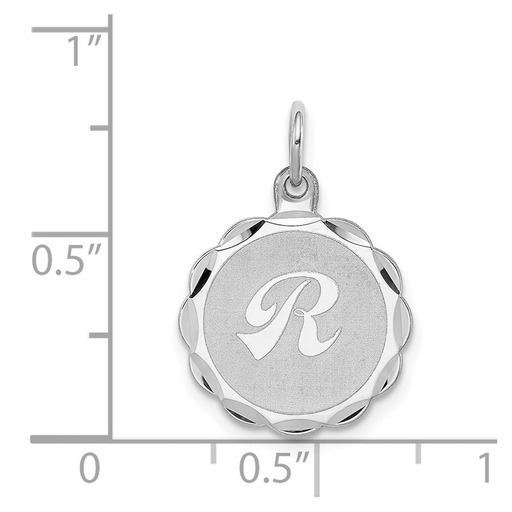 Sterlingsilber Silber/rhodiniert Brocaded Buchstabe R Initiale Anhänger