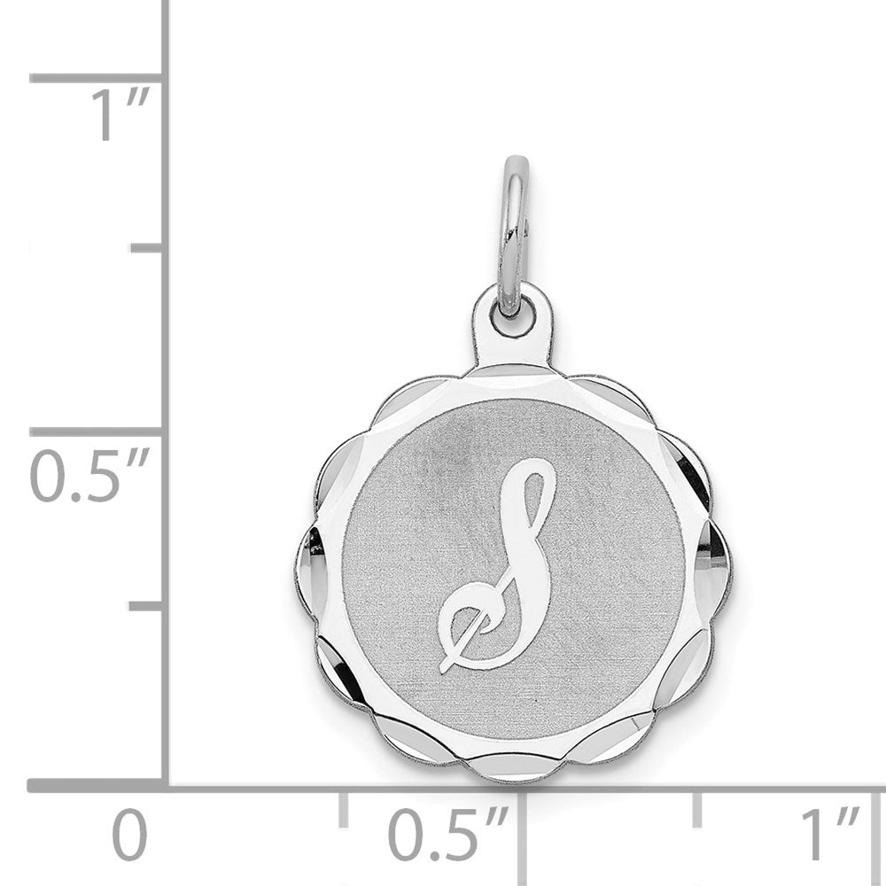 Sterlingsilber Silber/rhodiniert Brocaded Buchstabe S Initiale Anhänger