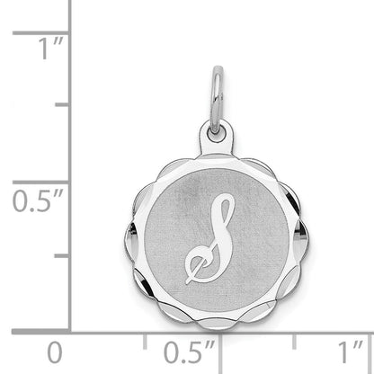Sterlingsilber Silber/rhodiniert Brocaded Buchstabe S Initiale Anhänger