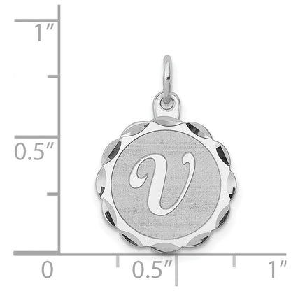 Sterlingsilber Silber/rhodiniert Brocaded Buchstabe V Initiale Anhänger
