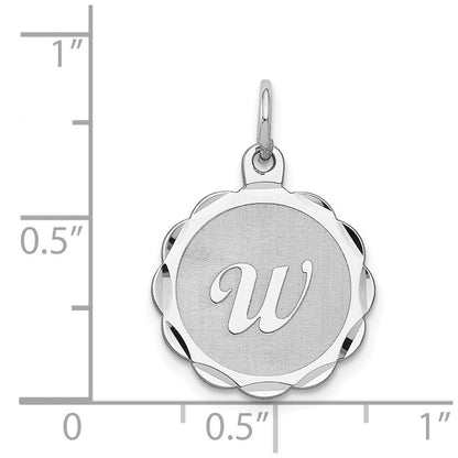 Sterlingsilber Silber/rhodiniert Brocaded Buchstabe W Initiale Anhänger