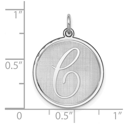 Sterlingsilber Rhodiniert Brocaded Buchstabe C Initiale Charm