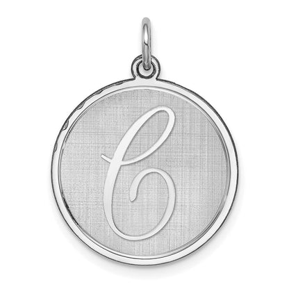 Sterlingsilber Rhodiniert Brocaded Buchstabe C Initiale Charm