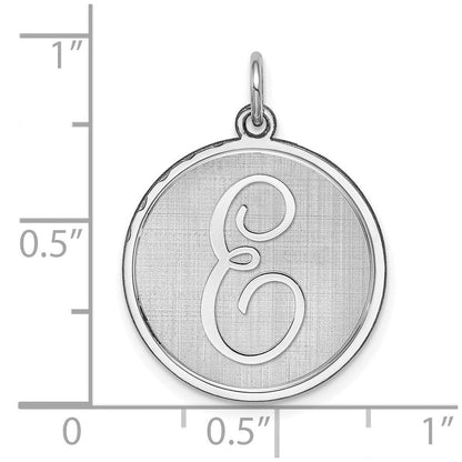 Sterlingsilber Rhodiniert Brocaded Buchstabe E Initiale Charm