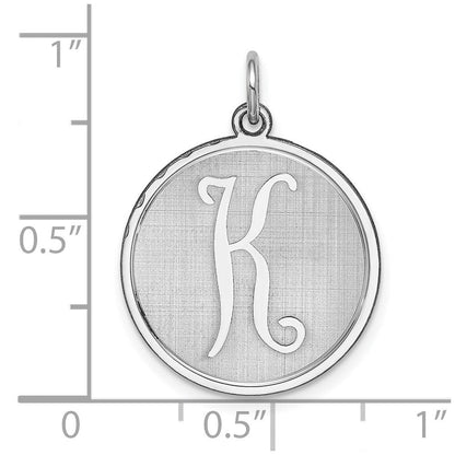 Sterlingsilber Rhodiniert Brocaded Buchstabe K Initiale Charm