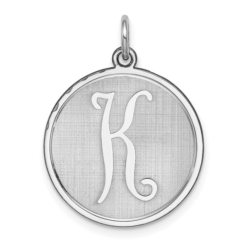 Sterlingsilber Rhodiniert Brocaded Buchstabe K Initiale Charm