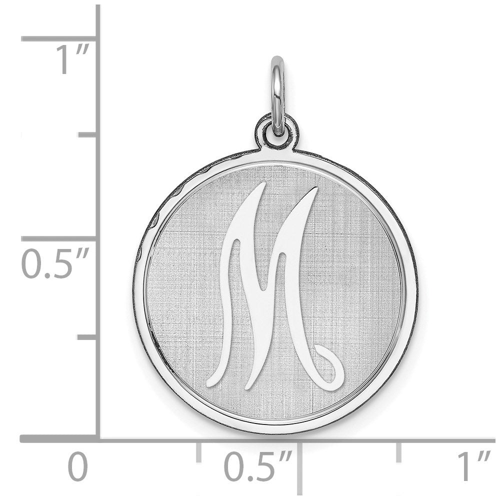 Sterlingsilber Rhodiniert Brocaded Buchstabe M Initiale Charm