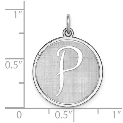 Sterlingsilber Rhodiniert Brocaded Buchstabe P Initiale Charm